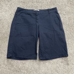 J.Crew Bermuda Shorts Women 00 Navy Blue Mid Rise Cotton Pockets Casual 28x9.5